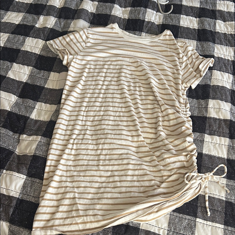 Universal Thread Cream and Tan Striped Dress
